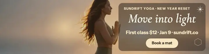 Sundrift sunset beach yoga billboard template