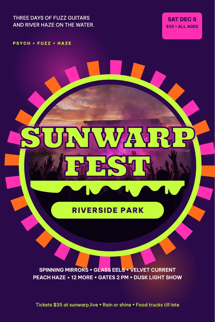 Sunwarp Fest riverside poster template