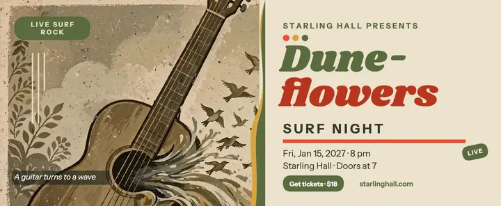 Duneflowers surf night poster voucher template