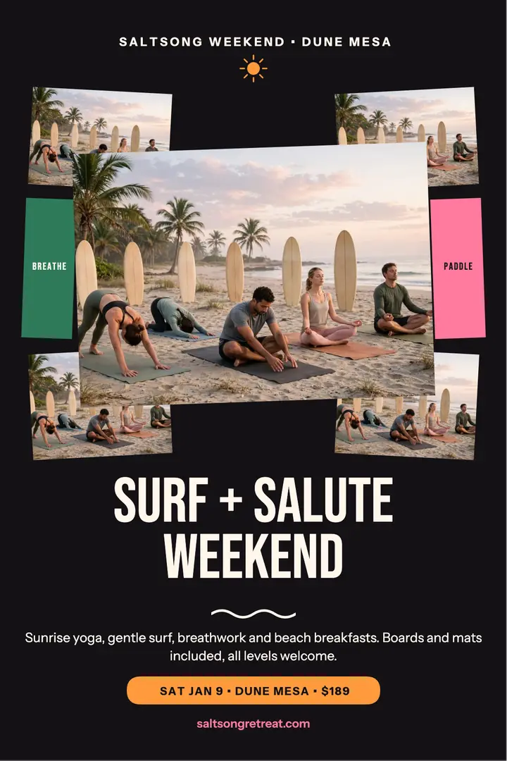 Saltsong surf and yoga weekend poster template