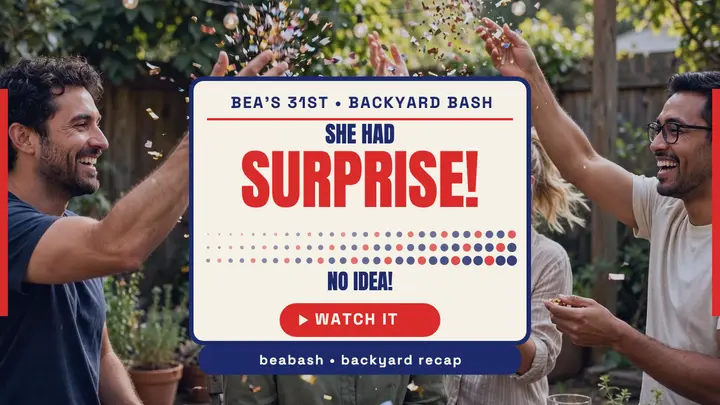 Bea's backyard surprise birthday thumbnail template