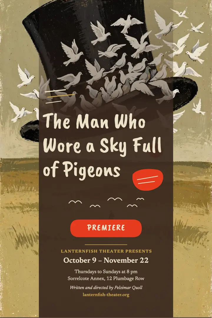Surreal theater autumn season poster, Polish poster school template