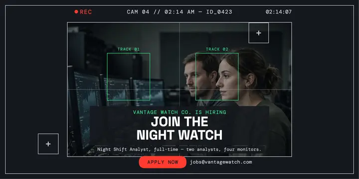 Vantage Watch night shift analyst hiring post template