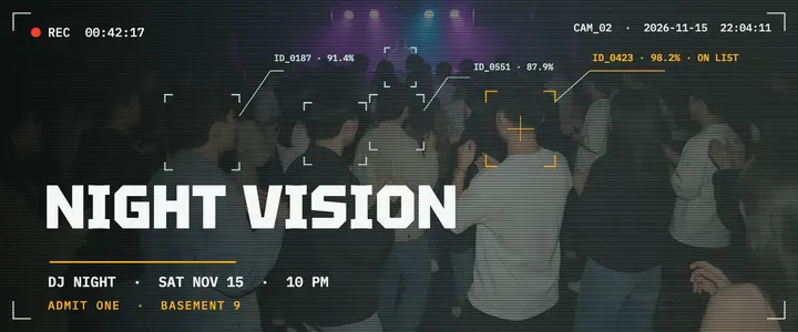 Night Vision DJ night ticket template
