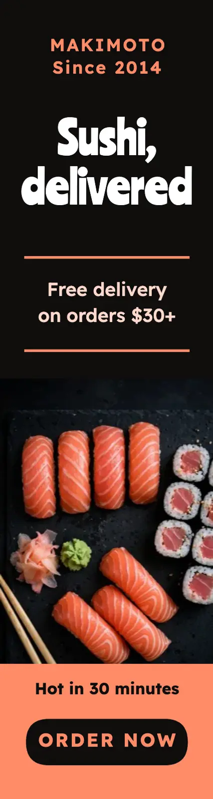Sushi delivery skyscraper ad template
