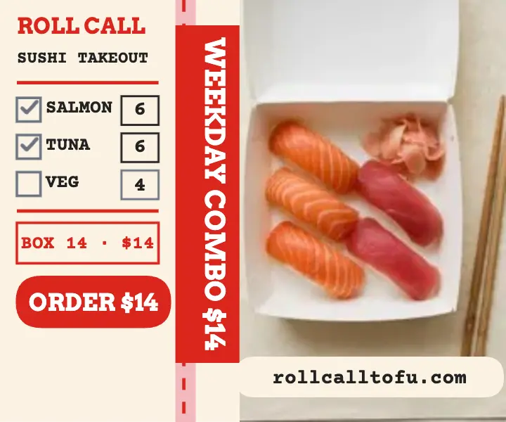 Roll Call sushi weekday combo order pad ad template