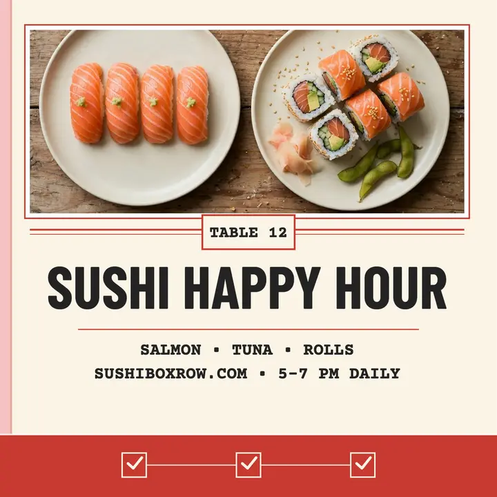 Sushibox Row sushi happy hour cover template