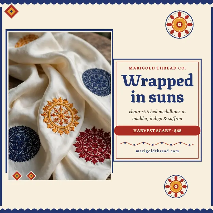 Marigold suzani scarf capsule post template