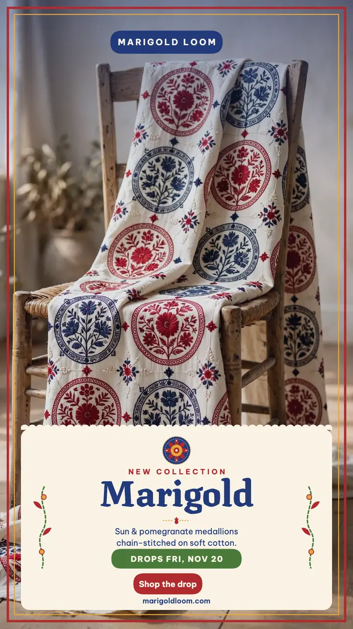 Marigold Loom textile drop story template