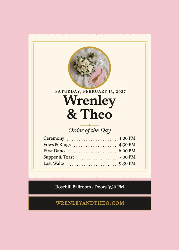 Wrenley and Theo swan ball invitation template
