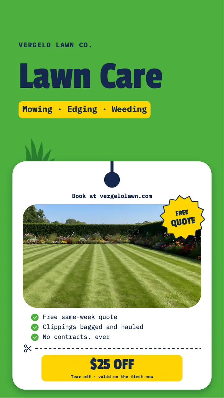 Vergelo Lawn Co. tear-off door hanger story template