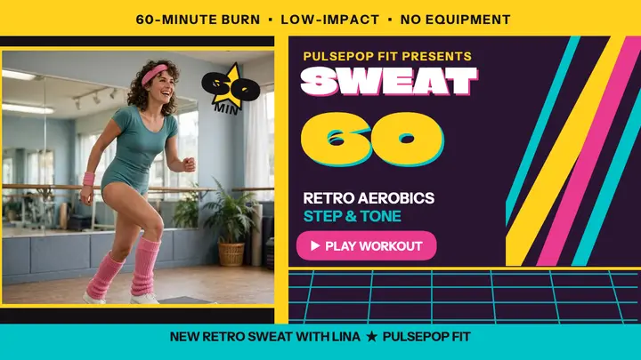 Sweat 60 aerobics workout thumbnail template