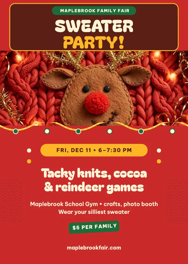 Maplebrook tacky sweater party invitation: sweater party invitation template
