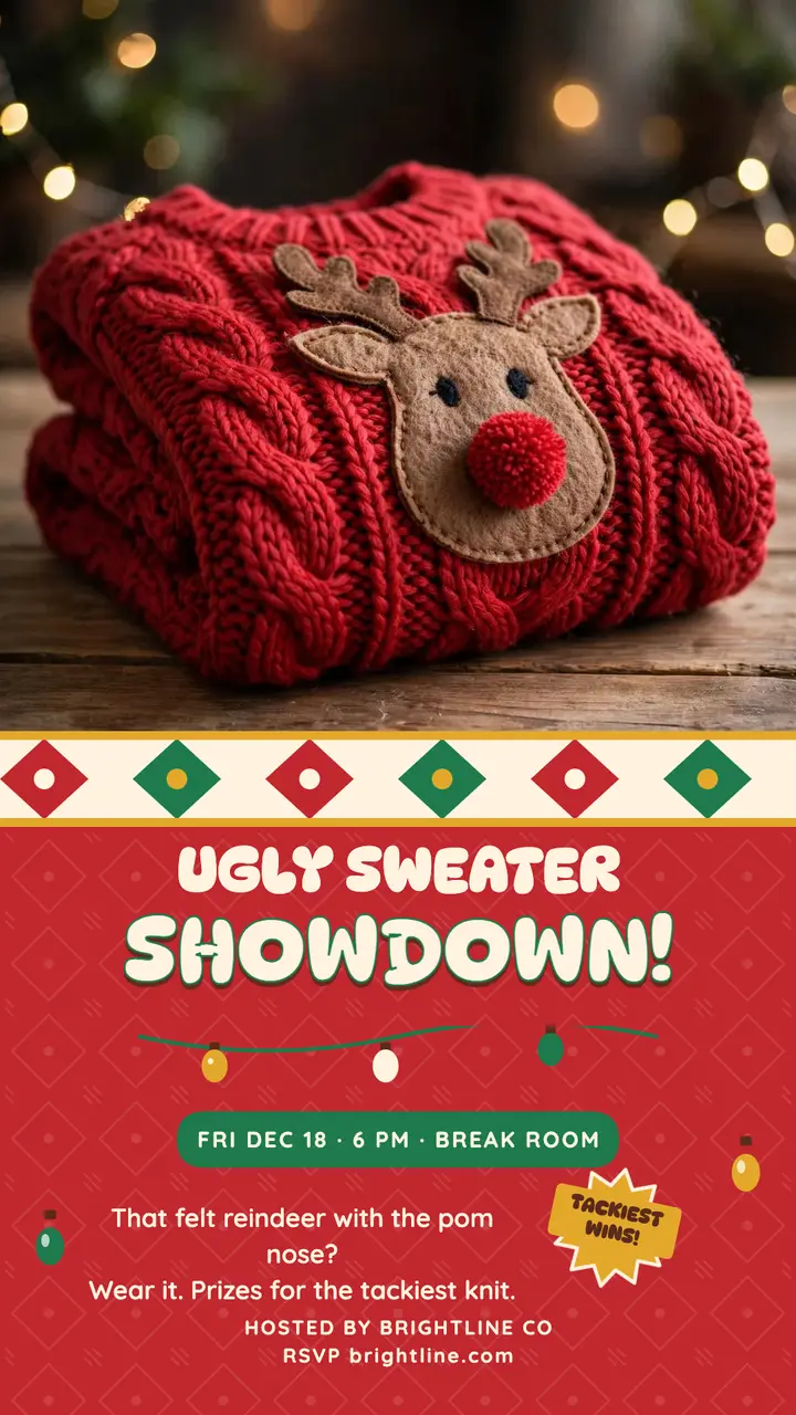 Sweater Showdown ugly sweater party story template