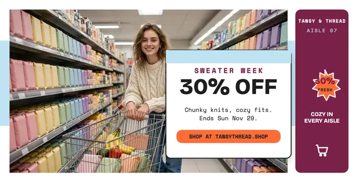 Tansy and Thread sweater week aisle sale post template