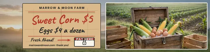 Marrow and Moon sweet corn honor box banner template