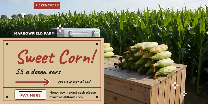 Marrowfield sweet corn honor box post template