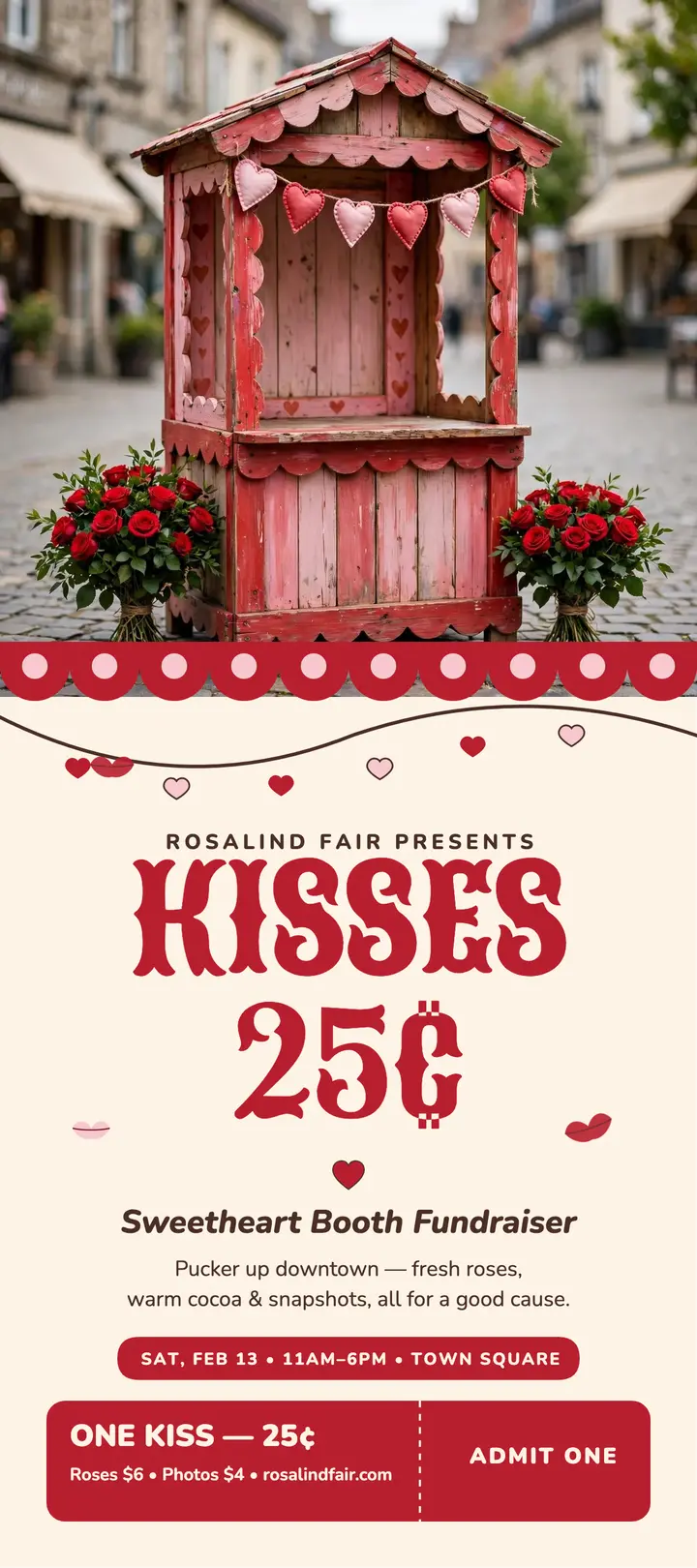 Sweetheart Booth kissing booth rack card template