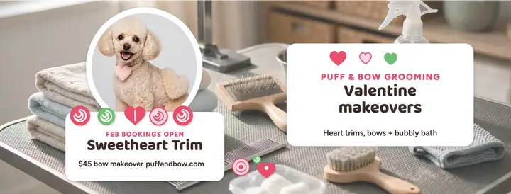 Puff and Bow sweetheart pup cover template