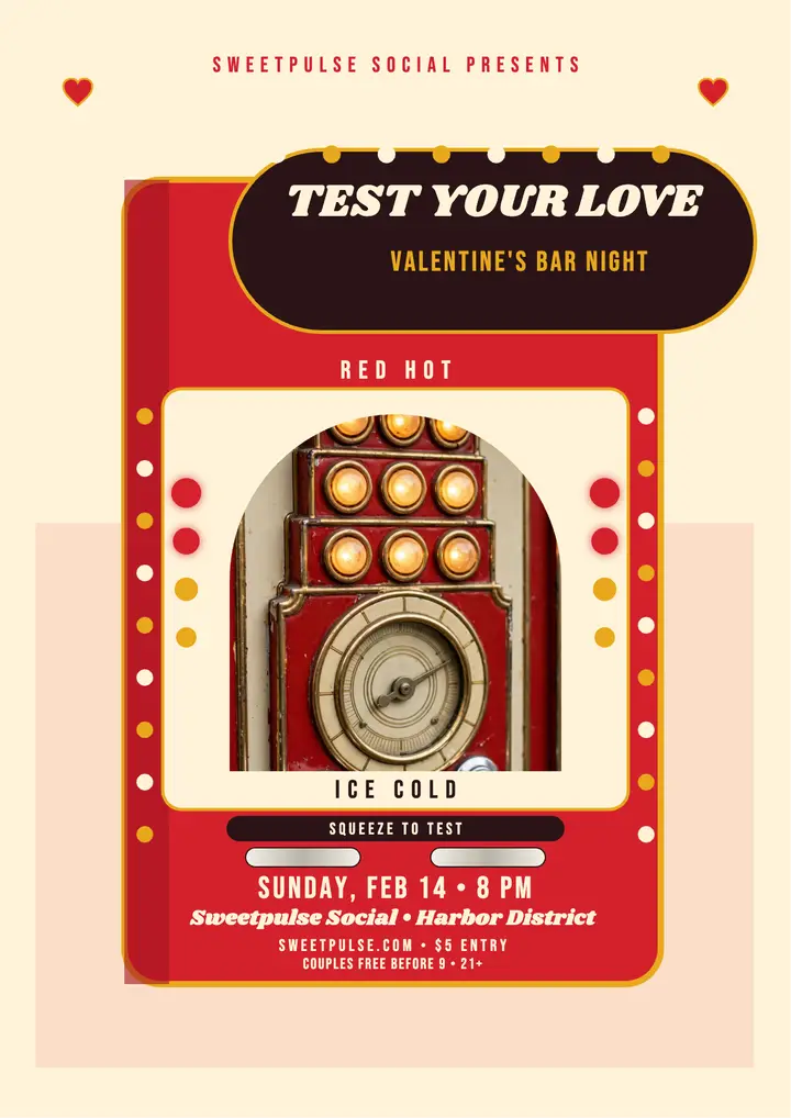Sweetpulse love tester Valentine flyer template