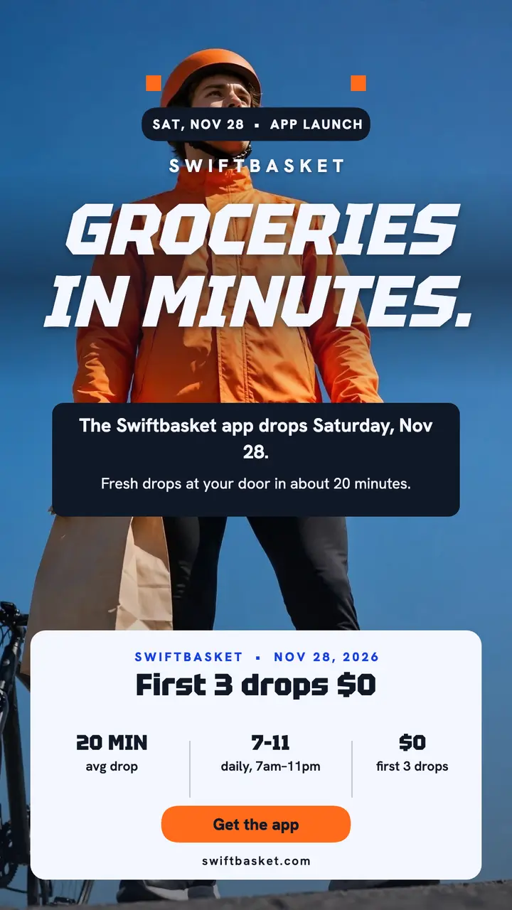 Swiftbasket app launch sky story template