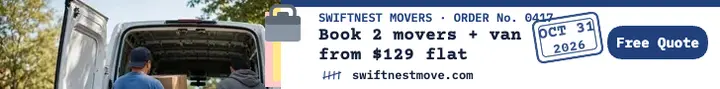 Swiftnest Movers docket ad: mover leaderboard ad template