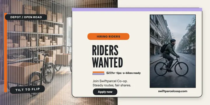Swiftparcel rider hiring flip post template