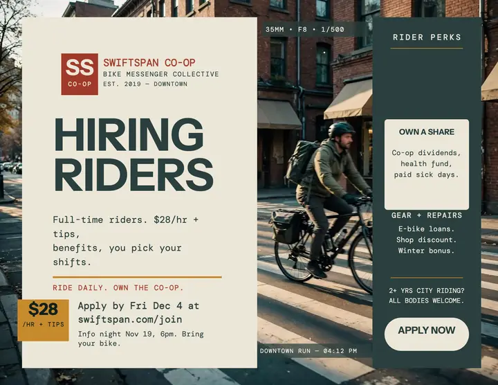 Swiftspan rider hiring street flyer template