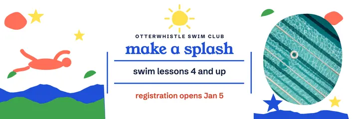 Swim club lessons header for X, scissor cut-outs template