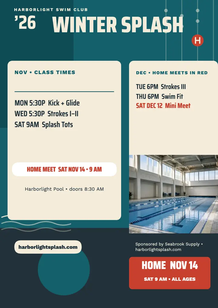Harborlight winter swim schedule flyer template