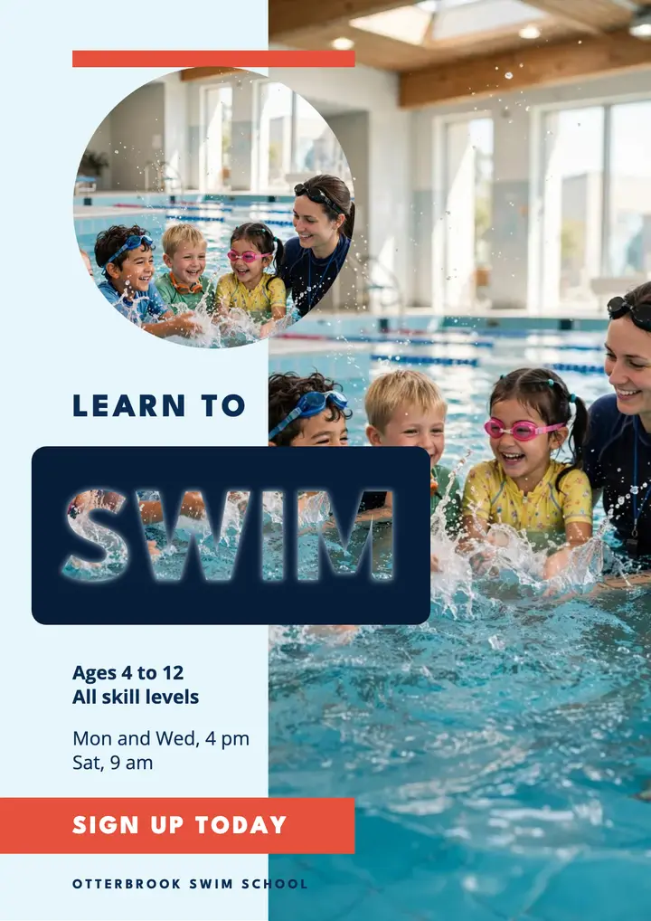 Swim lessons flyer template