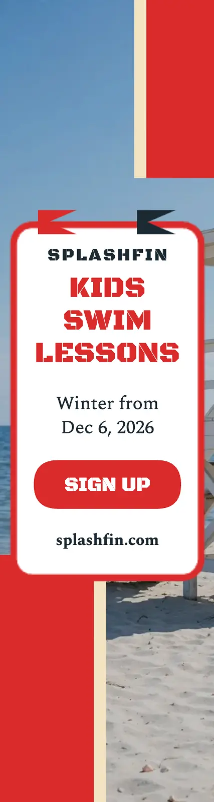 Splashfin kids swim lessons skyscraper ad template