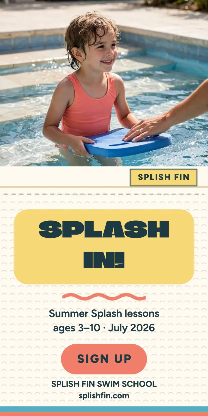 Splish Fin summer swim lessons towel ad template