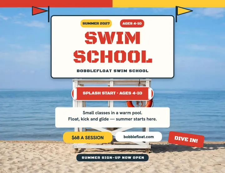 Bobblefloat swim school lifeguard flyer template