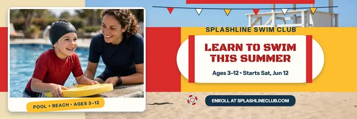 Splashline Swim Club summer header: swim lessons header template