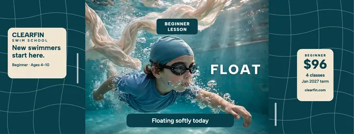 Clearfin beginner swim underwater cover template