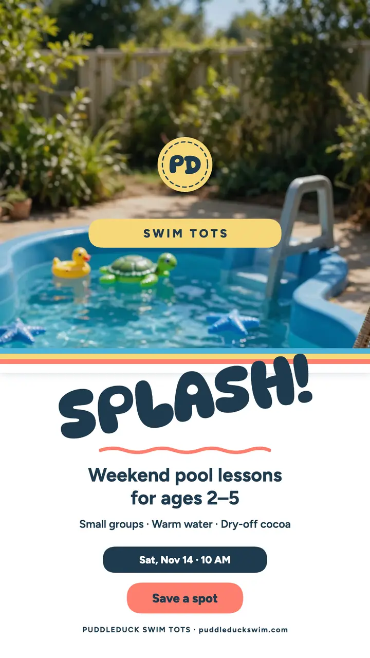 Puddleduck Swim Tots weekend lessons story template
