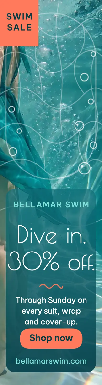 Bellamar Swim underwater sale skyscraper ad template