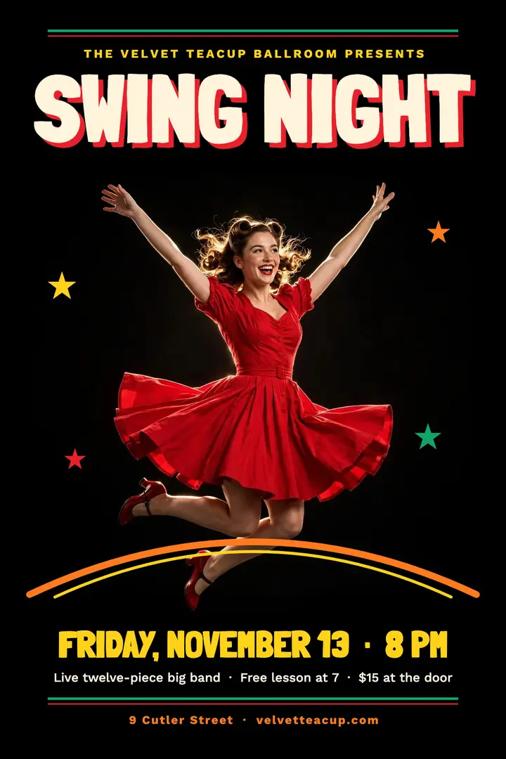 Swing night black-ground poster template