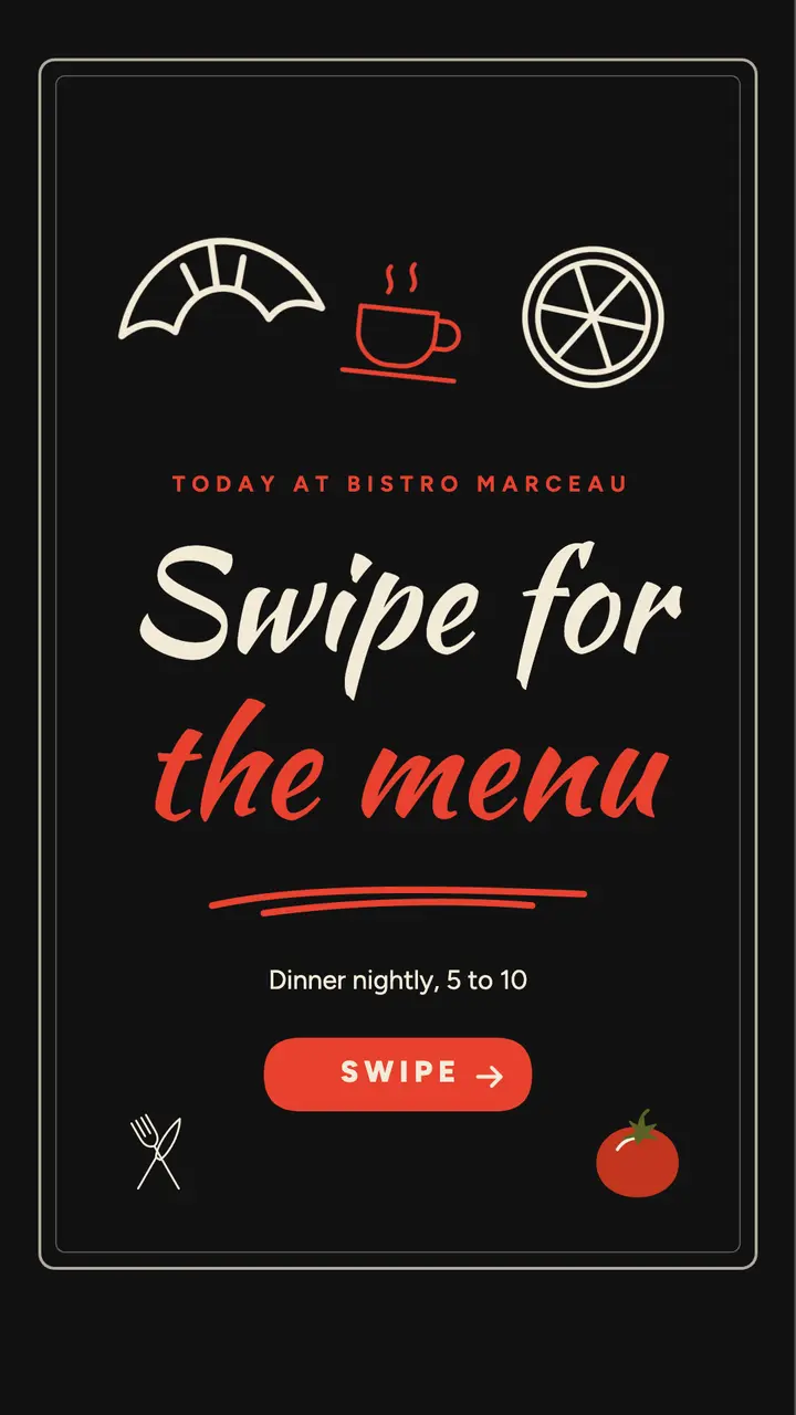 Swipe for the menu story template