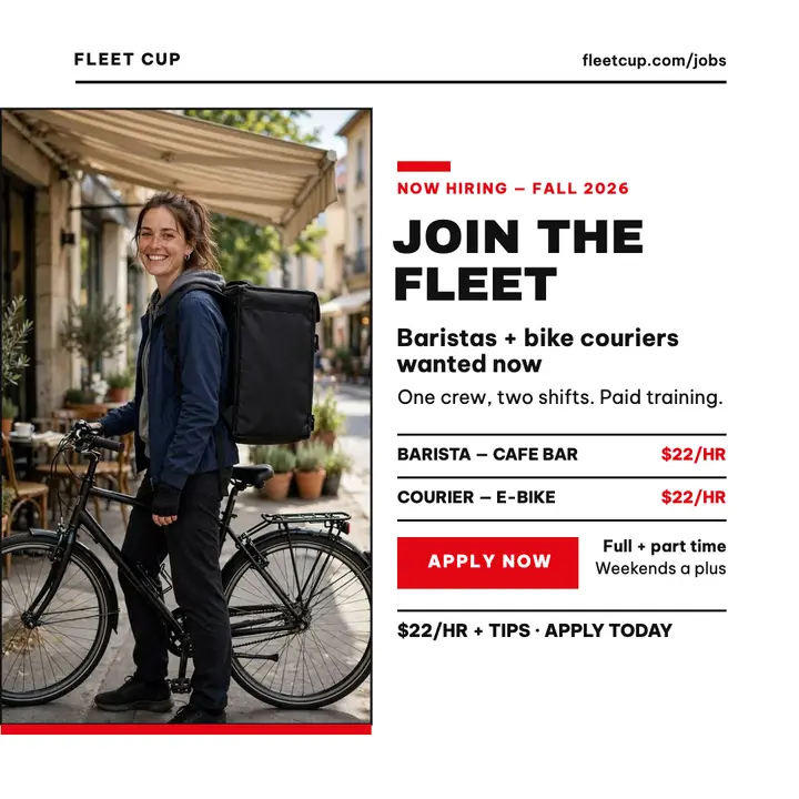 Fleet Cup barista and courier hiring post template
