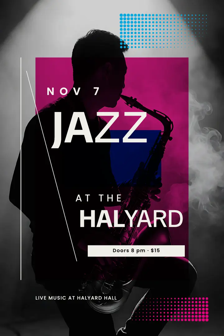 Halyard Hall jazz night Swiss poster template
