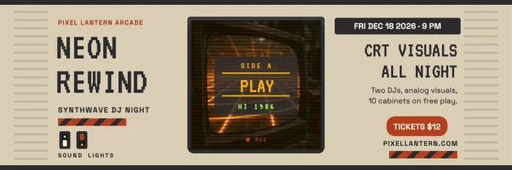 Neon Rewind arcade night terminal header template