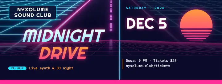 Midnight Drive synth and DJ night Facebook cover: synth night facebook cover template
