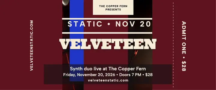 Velveteen Static synth gig ticket template