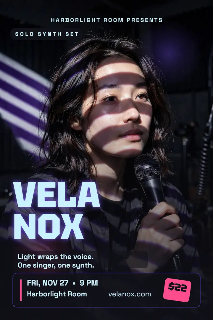 Vela Nox synth gig poster template