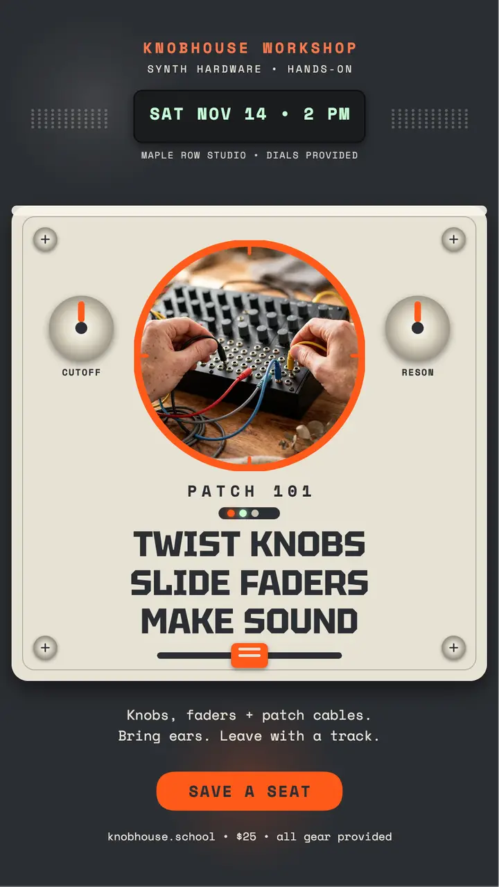 Knobhouse synth knob workshop story template