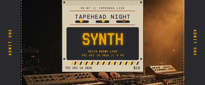 Tapehead synth night cassette ticket template