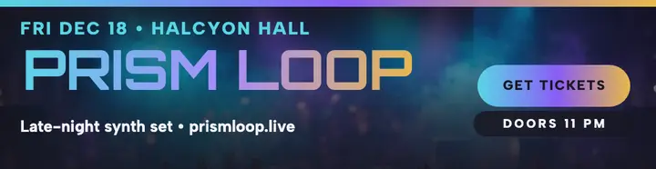 Prism Loop synth night holographic billboard: synth dj night billboard template