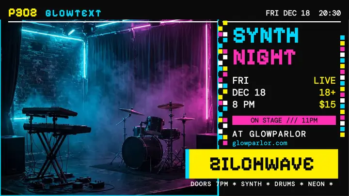 Zilchwave synth night teletext thumbnail template